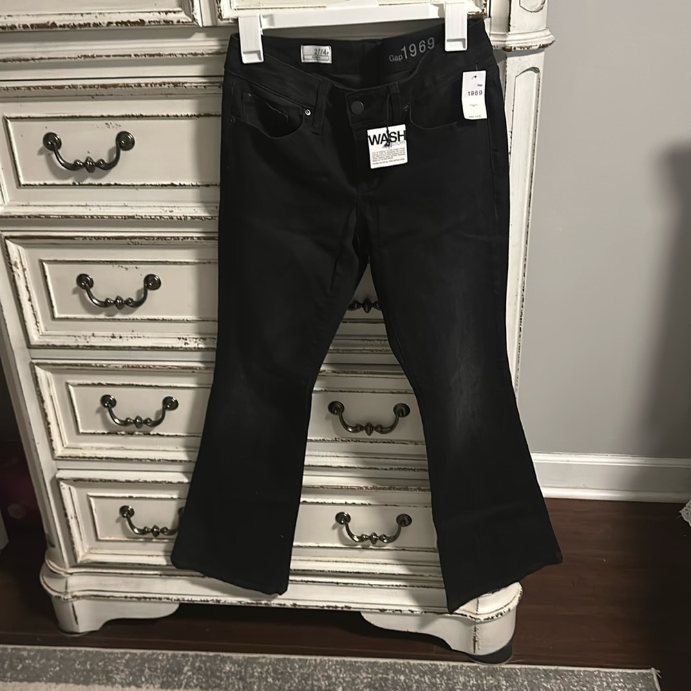 New Vintage Gap 1969 curvy Flare Black Jeans Sz 4 Petite 27p